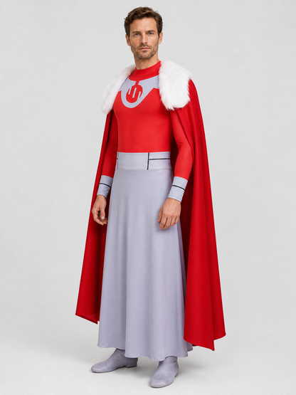 Thragg Cosplay Costume: Jumpsuit and Long Cape side view