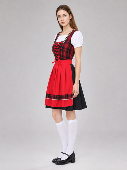 Plaid Oktoberfest-style costume dress