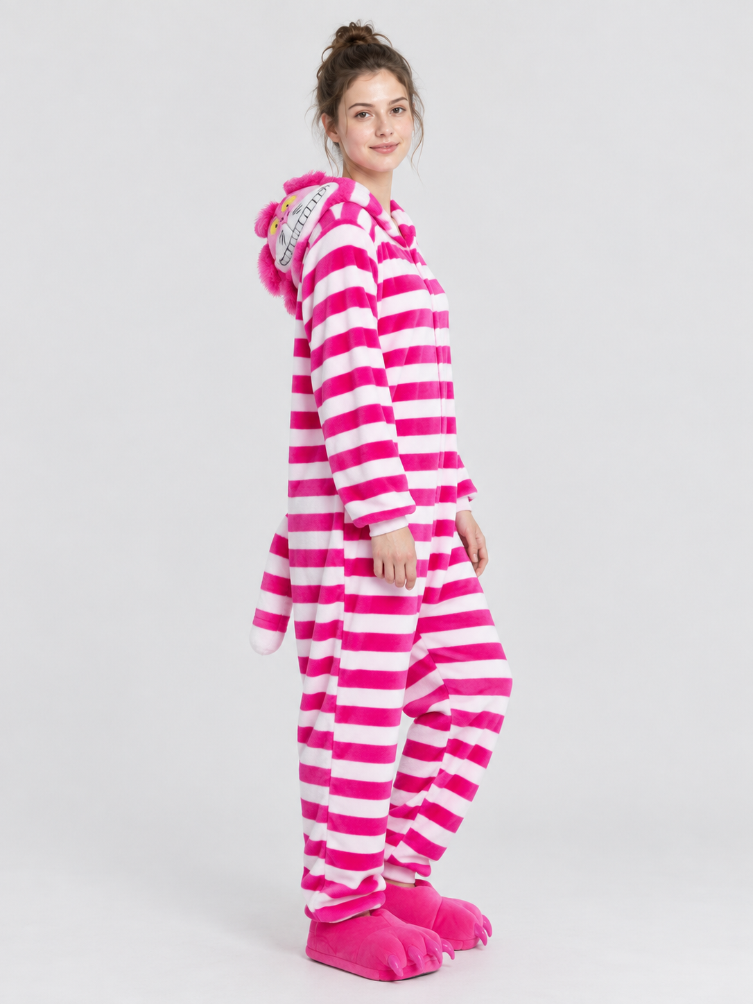 Striped Kigurumi Pajama with Animal Face on Hood