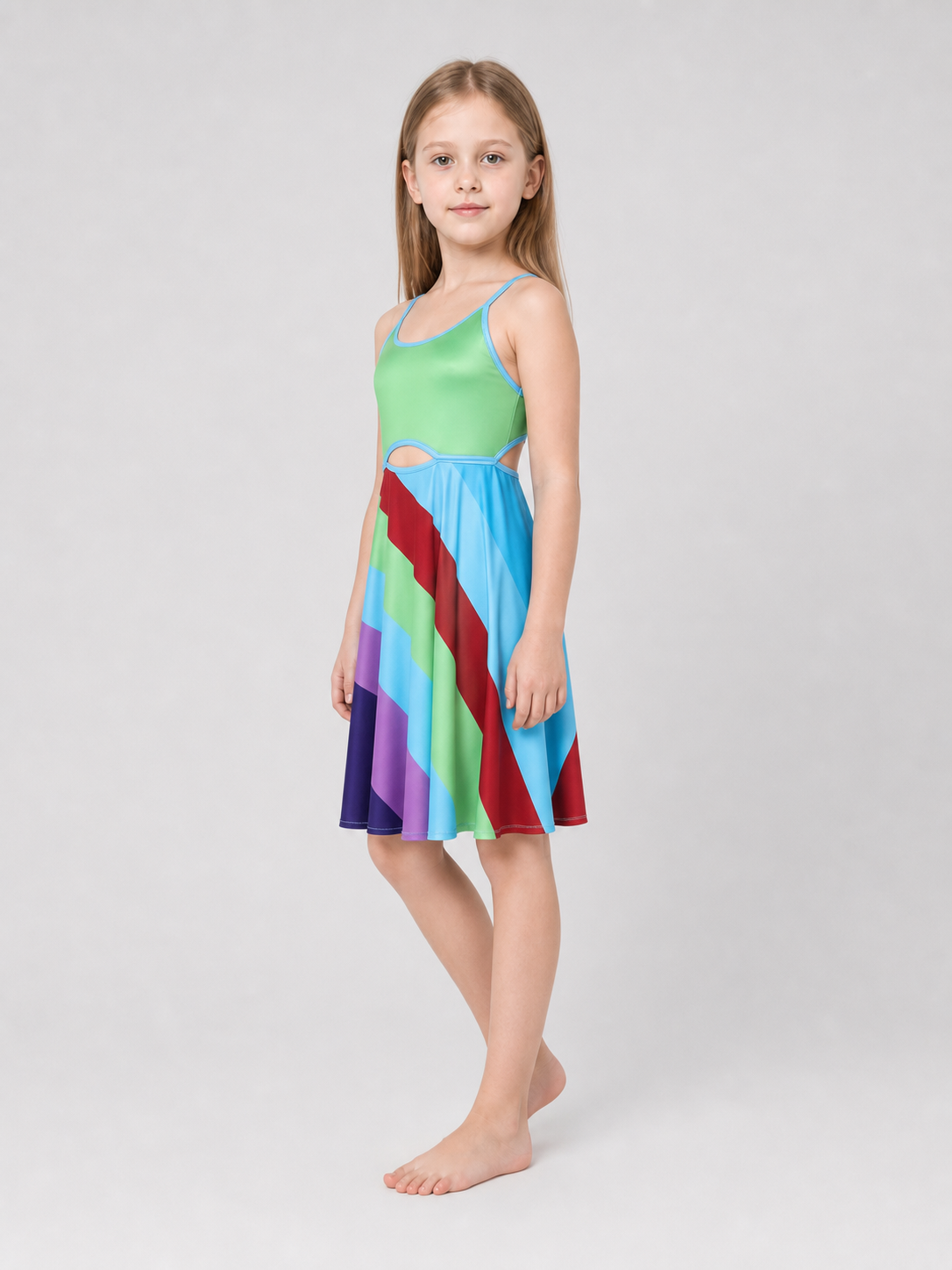 Cosplay Dress with Color Inserts and Cutout