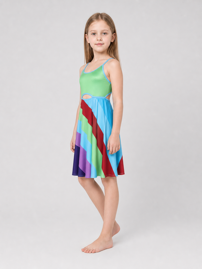 Cosplay Dress with Color Inserts and Cutout