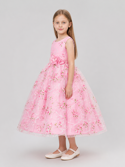 European Floral Print Tutu Dress for Weddings side view