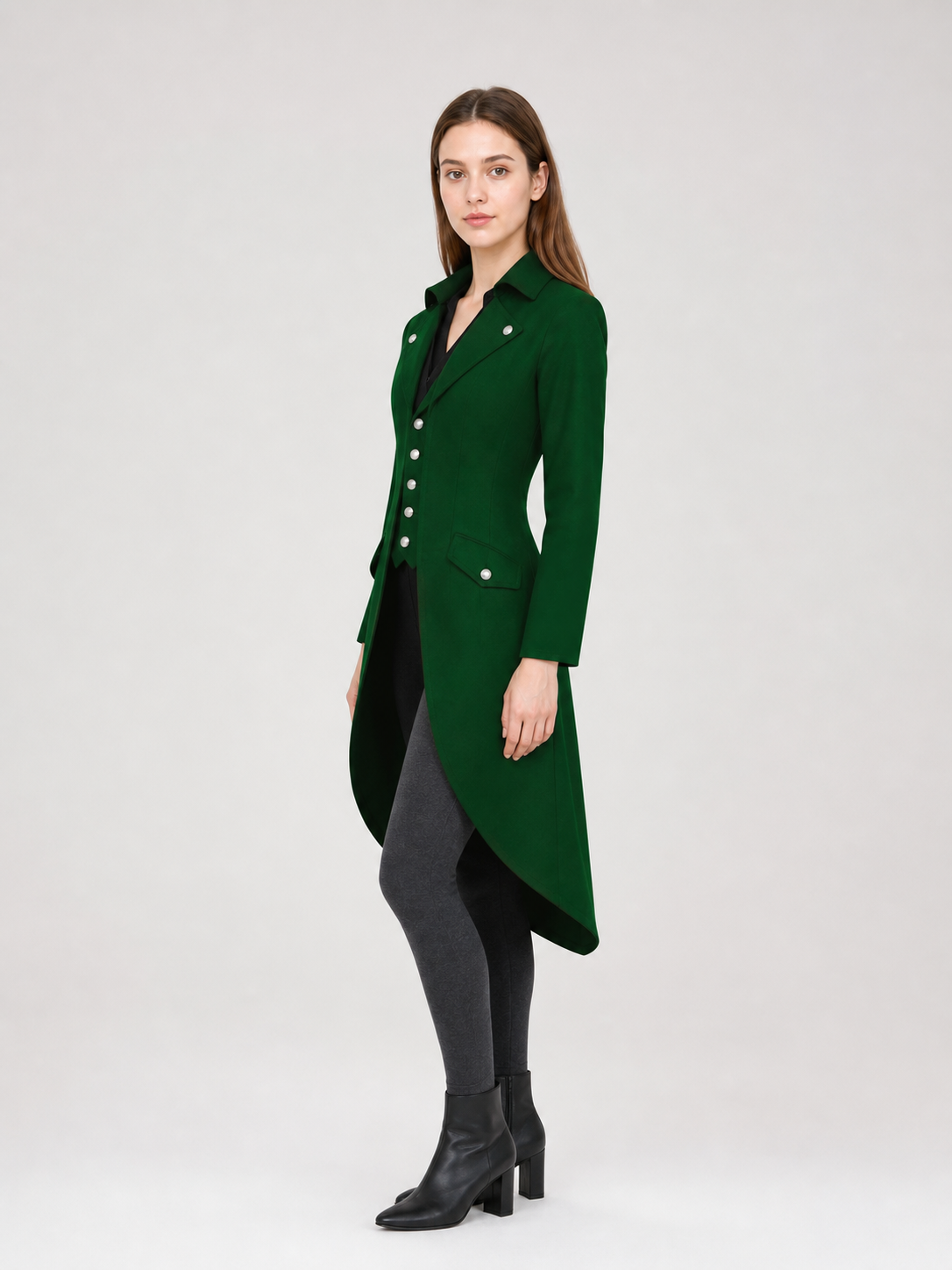 Long Dark Green Gothic-Style Tailcoat
