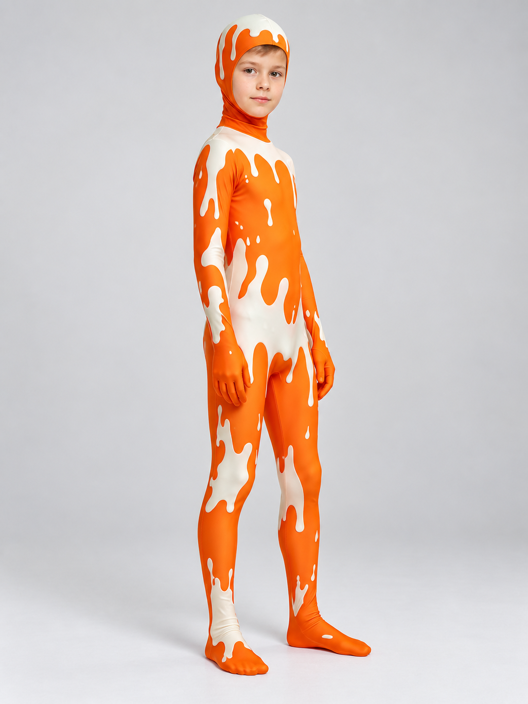 Clown Bodysuit Costume with Enclosed Headpiece side view