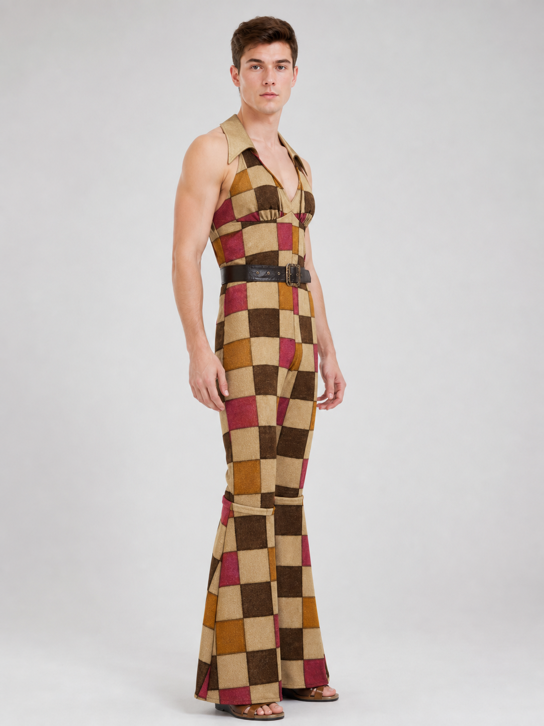 70s Disco-Style Flared Costume Jumpsuit