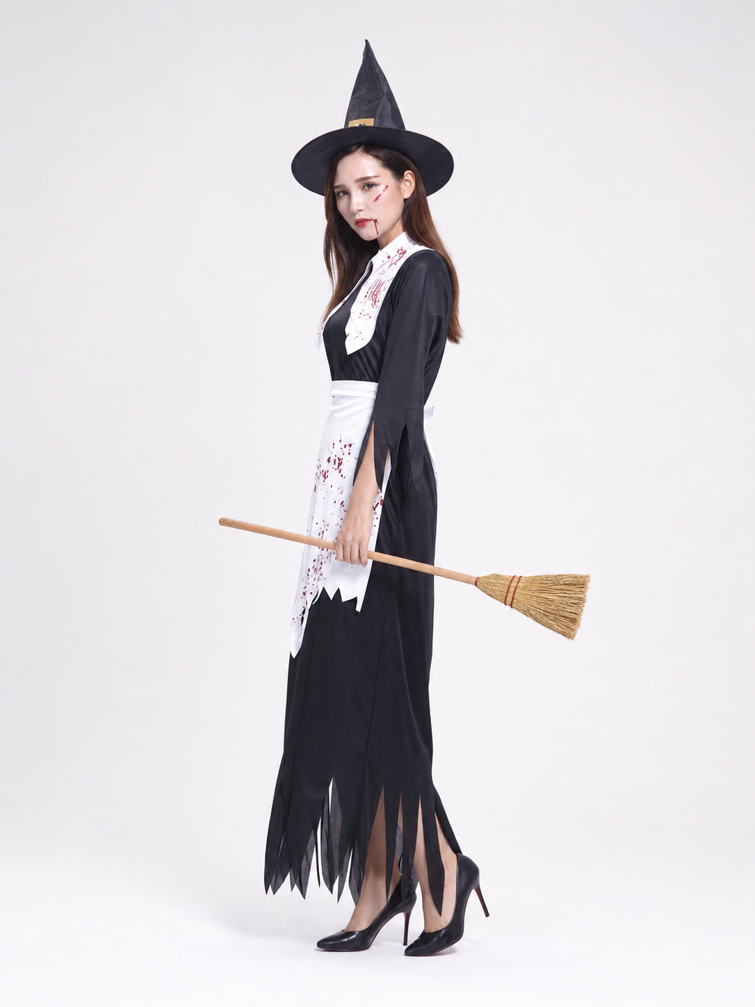 Witch Costume with Hat and Broom for Cosplay