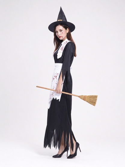 Witch Costume with Hat and Broom for Cosplay