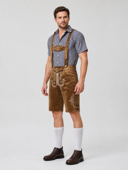 German National Costume: Shirt and Suspender Shorts side view