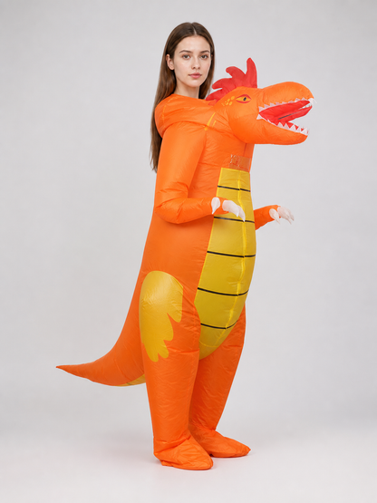 Inflatable Dragon Costume, Orange, One Size