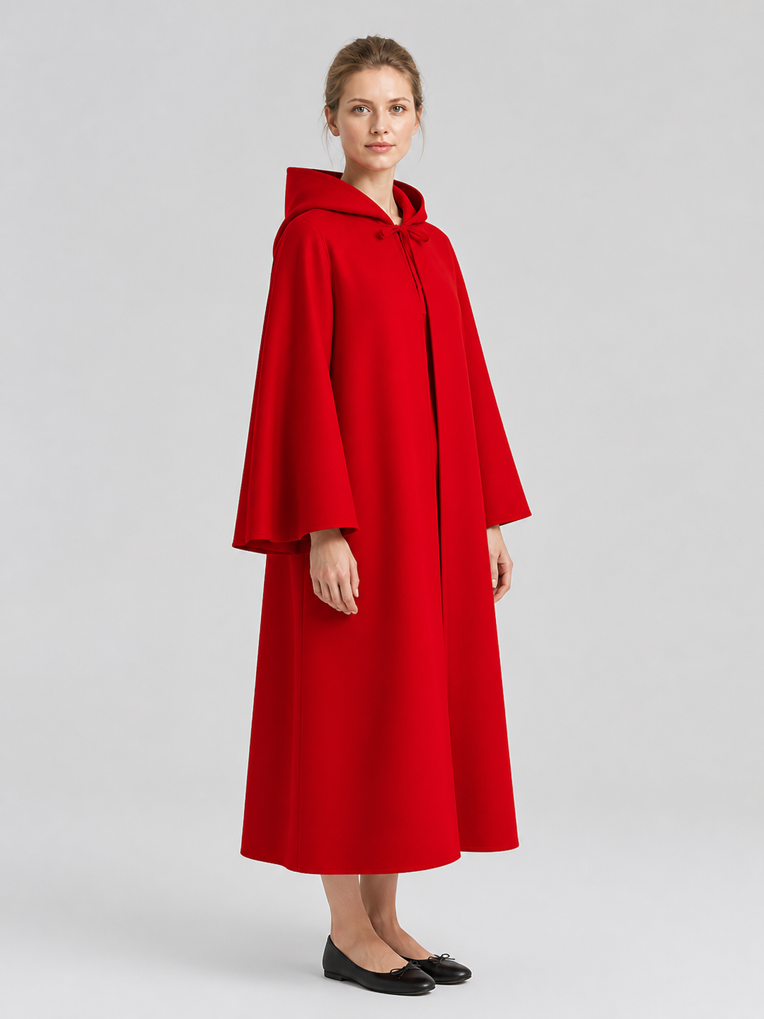 Red Hooded Cloak with Zipper for Halloween Cosplay side view