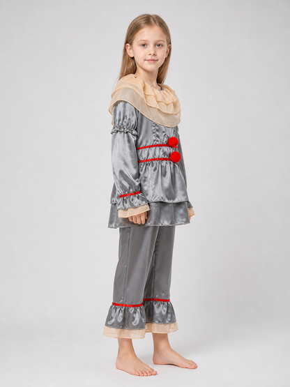 Clown Costume with Ruffles and Red Trim