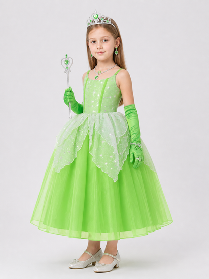 Princess Costume Set: Green Dress and Accessories side view