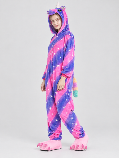Kids' Hooded Pajama Jumpsuit with Horn and Tail