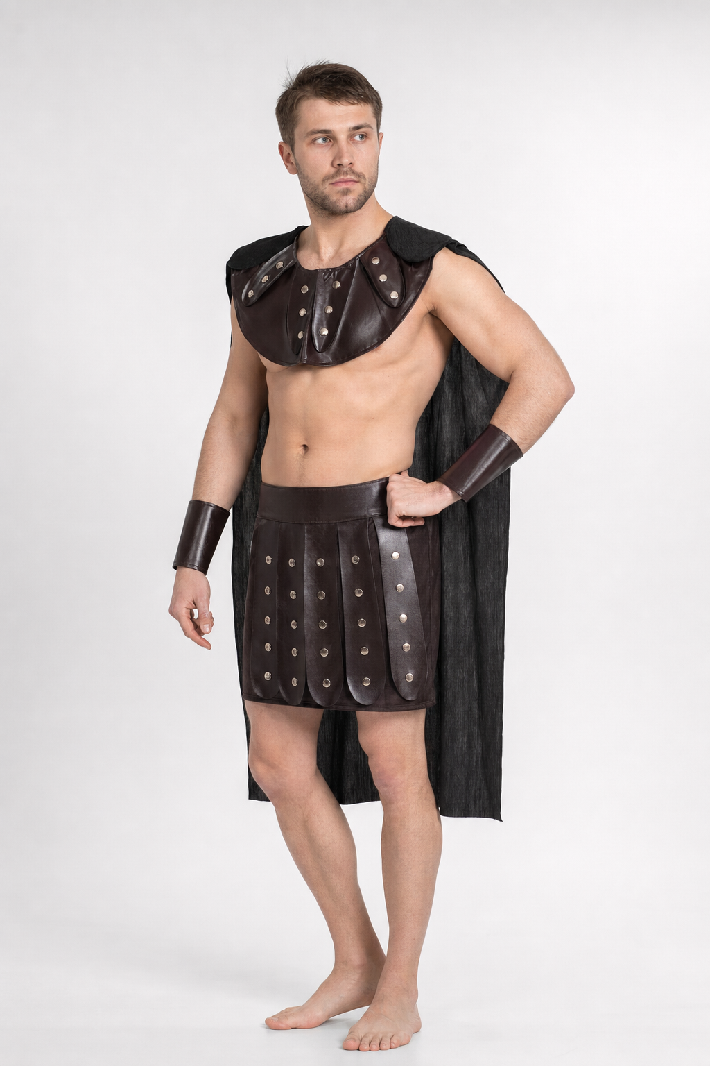 Spartan Warrior Costume with Cape and Bracers