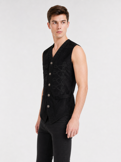 Decorative Embroidered Vest, Black, Vintage