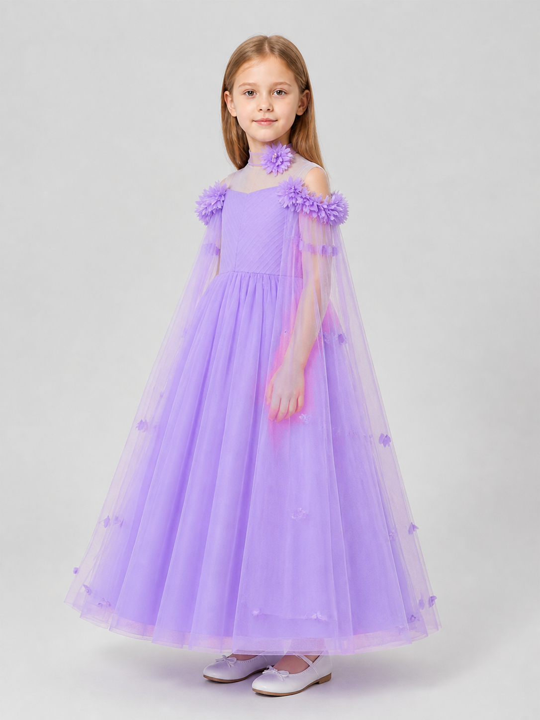 Long Light Purple Princess Dress with Tulle side view