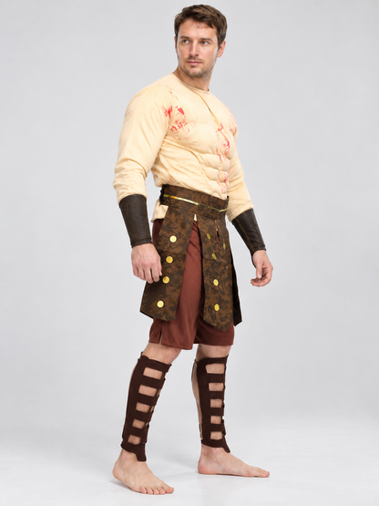 Warrior Costume with Long Sleeves and Brown Shorts
