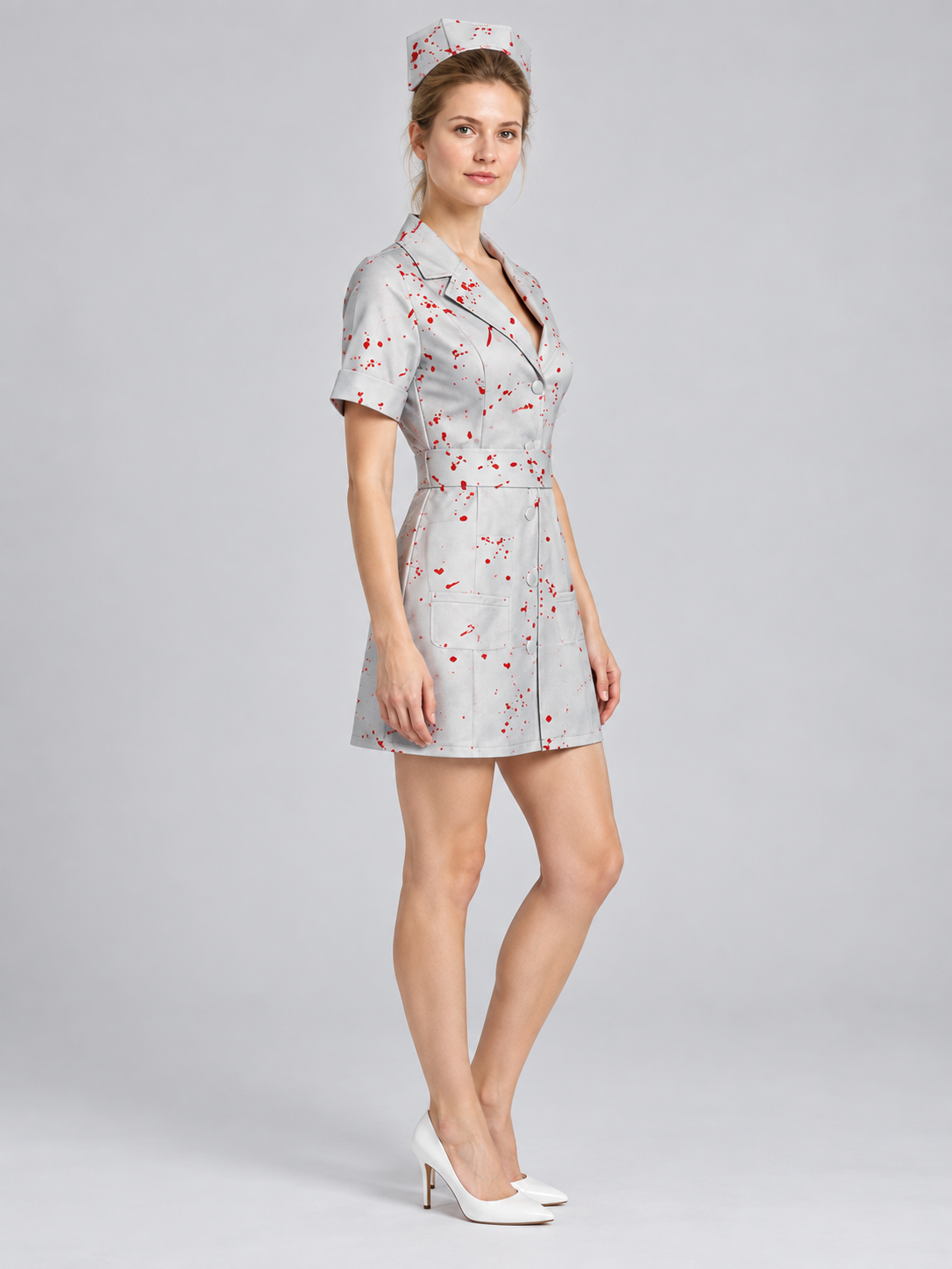 Red-Print Cosplay Costume Dress side view