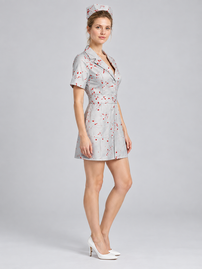 Red-Print Cosplay Costume Dress side view