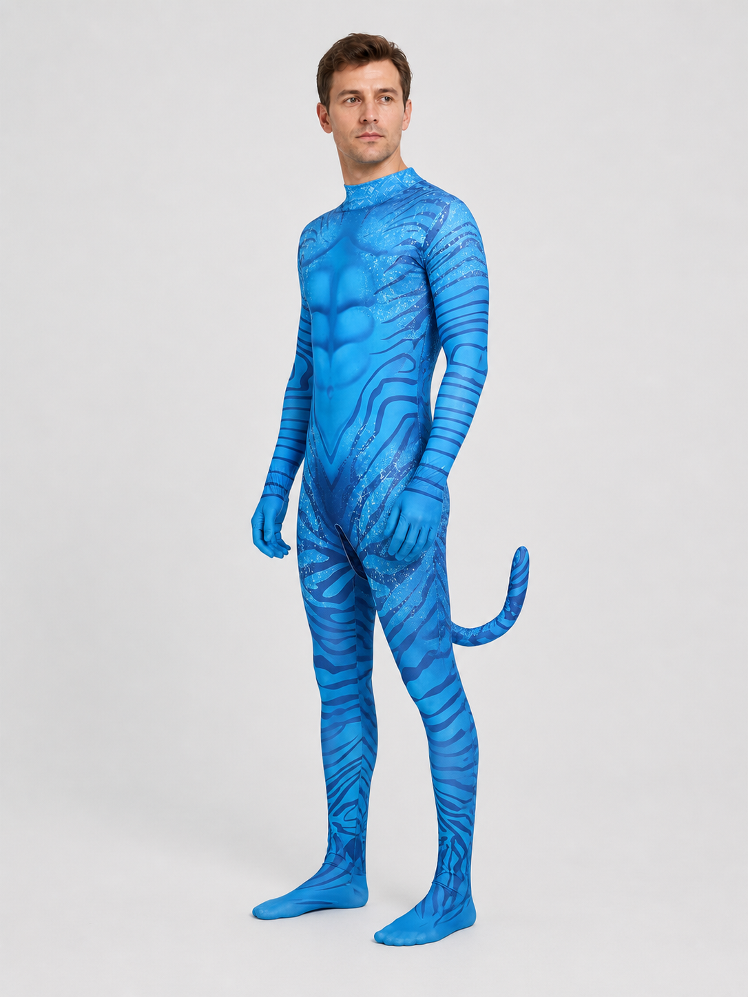 Avatar Na’vi Cosplay Jumpsuit Costume with Tail side view