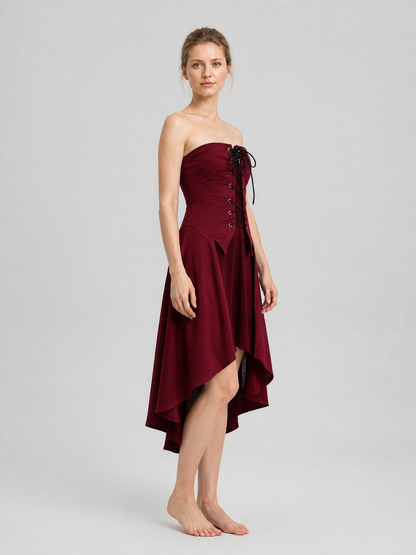 Shirt with Corset Lacing and Asymmetrical Hem side view