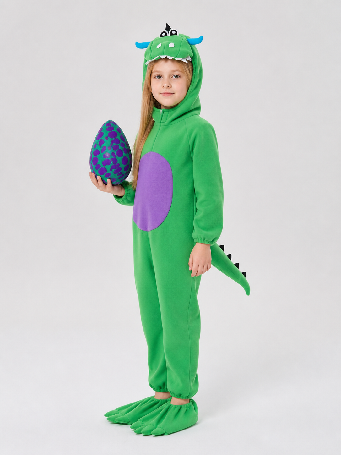 Dinosaur Costume for Children's Cosplay, Green Jumpsuit side view