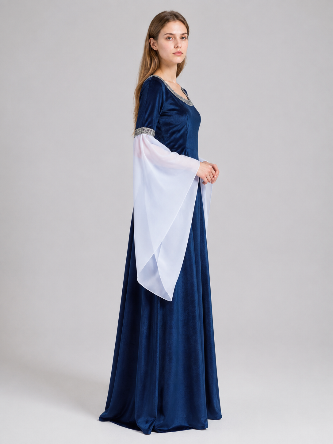 Medieval Dress with Sleeves and Lacing side view