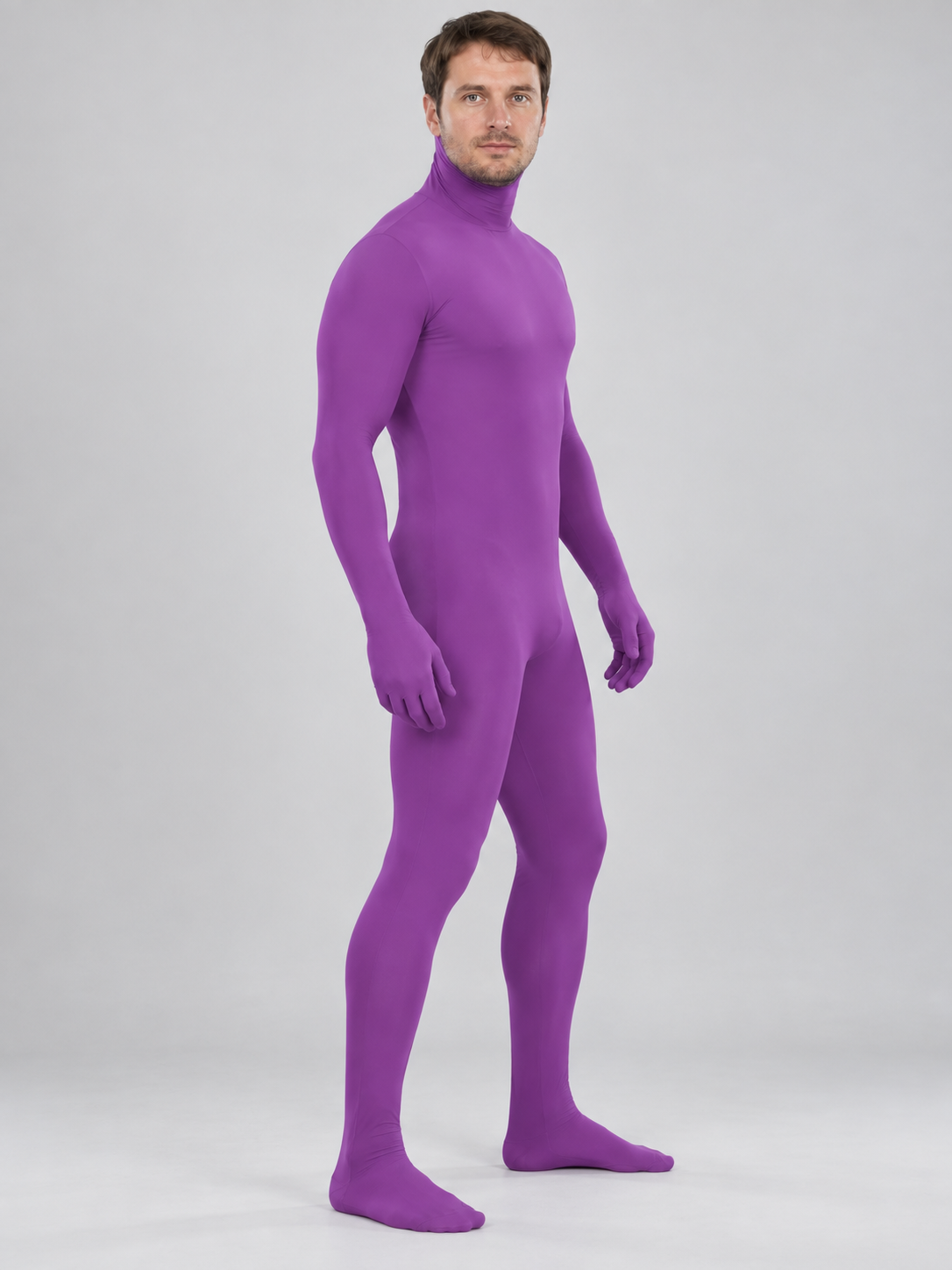 Invisibility Costume Purple form-fitting jumpsuit