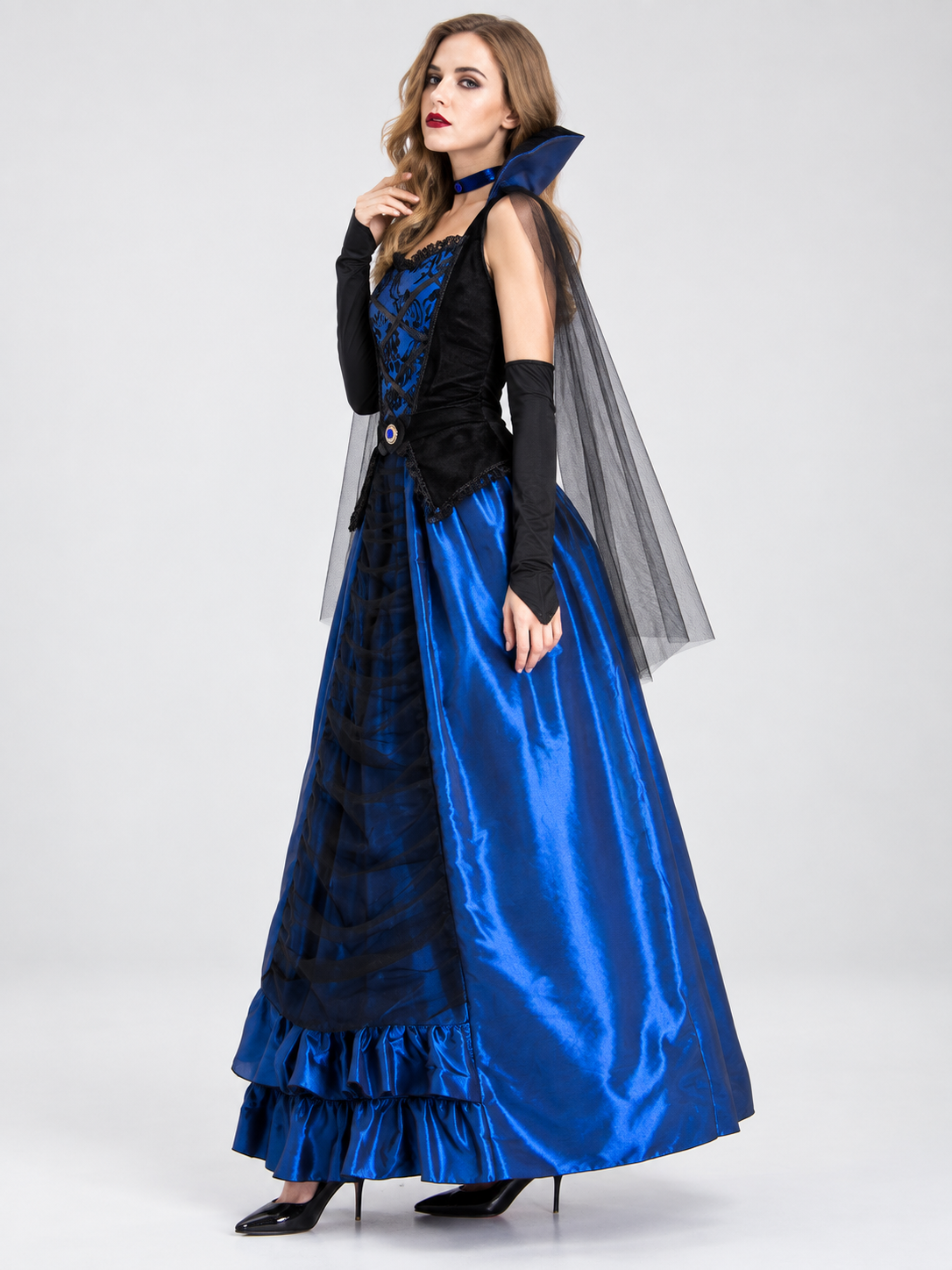 Vampire Costume with Dress, Cape, and Gloves