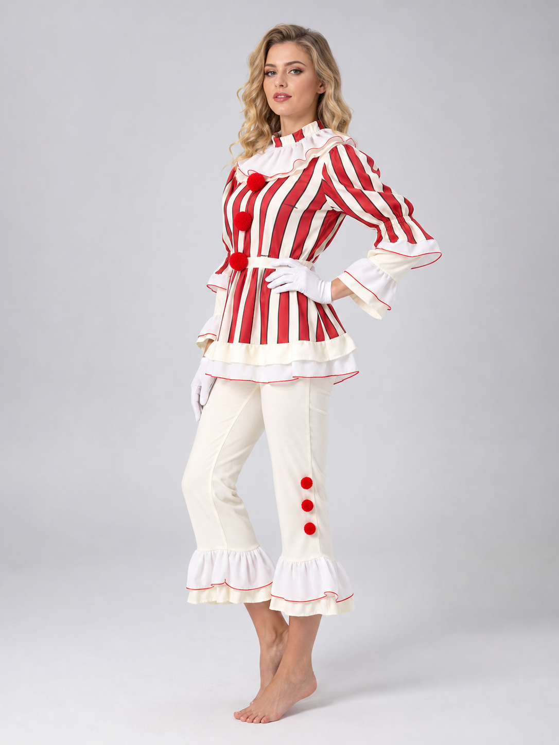 Striped Pennywise Clown Carnival Costume
