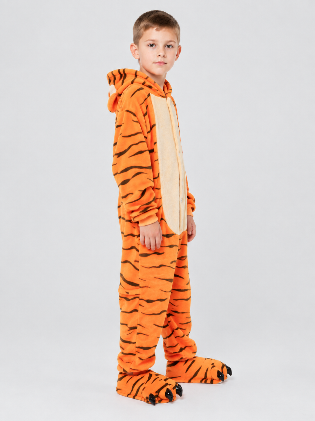 Kids' Tiger Hooded Fleece Kigurumi Pajama