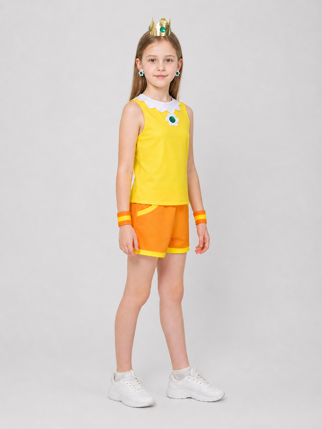 Princess Peach Cosplay Costume, Top, Shorts, Crown side view