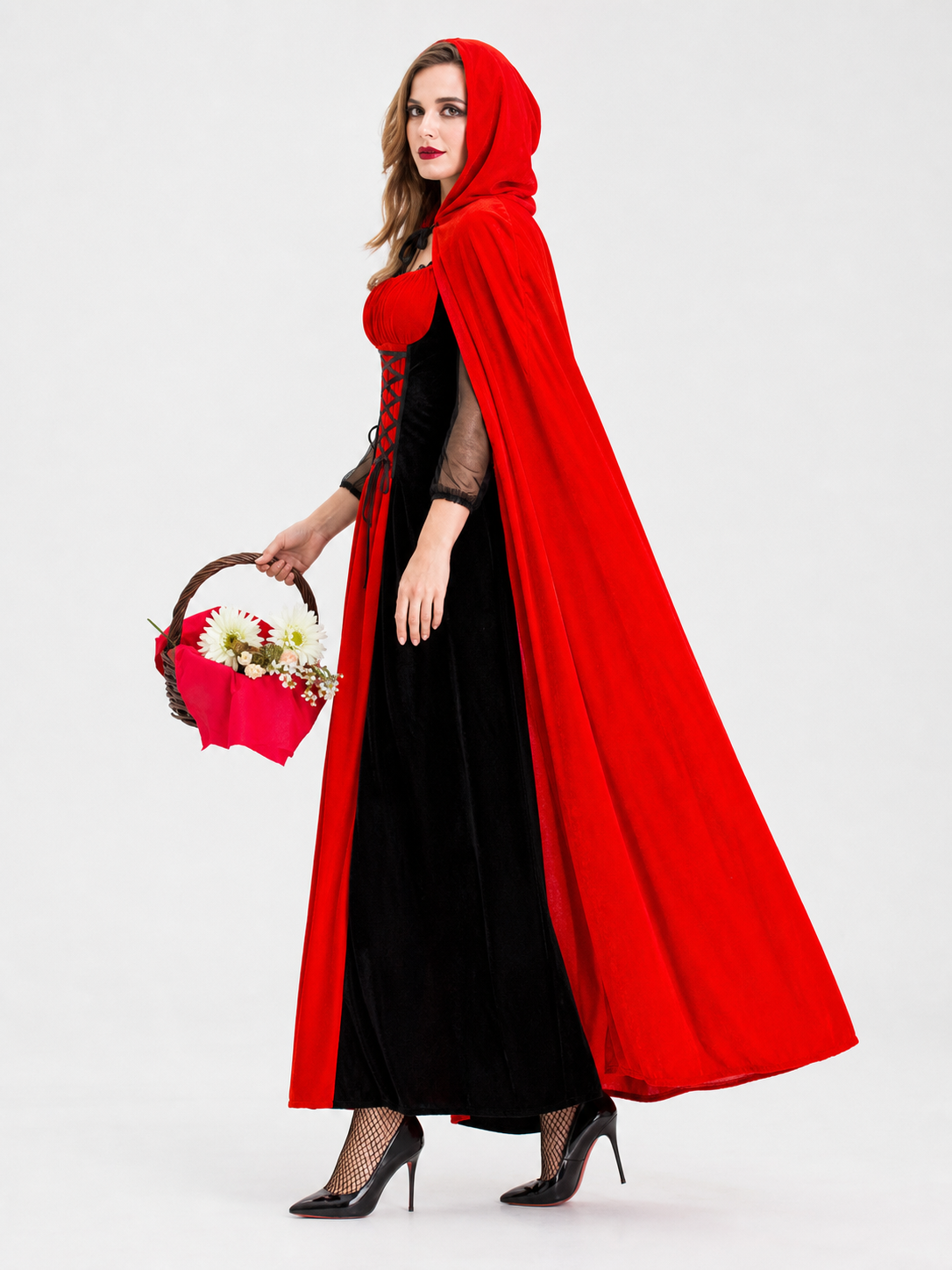 Little Red Riding Hood Costume with Hooded Cape and Dress