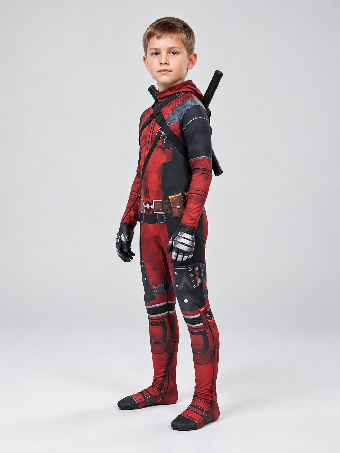 Red and Black Superhero Cosplay Costume with Mask