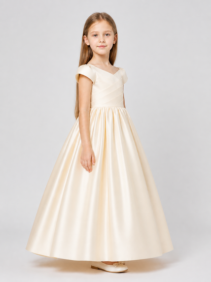 Long Princess Dress for Girls with Puff Sleeves side view