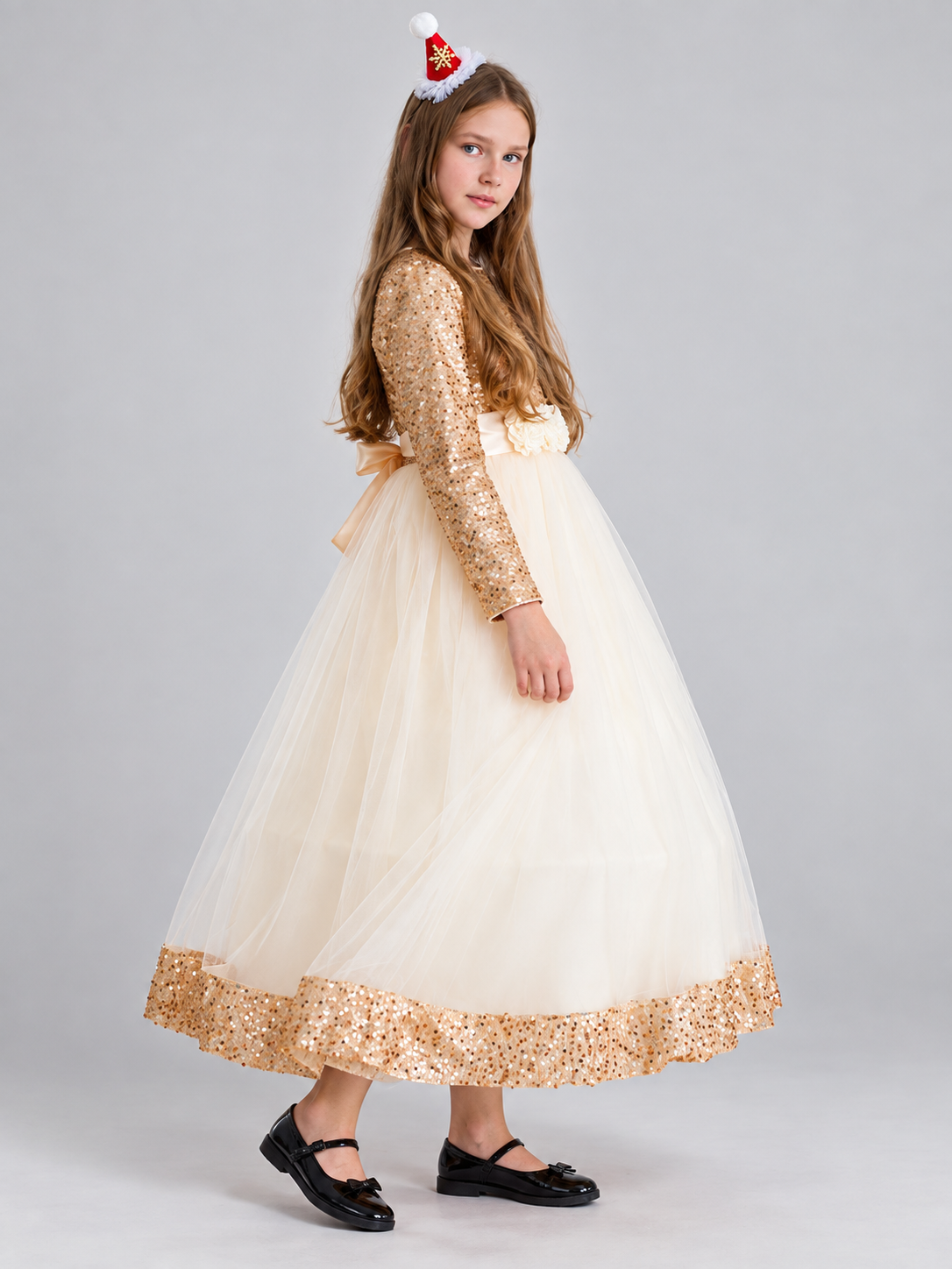 Formal Dress with Sequins and Fluffy Tulle Skirt