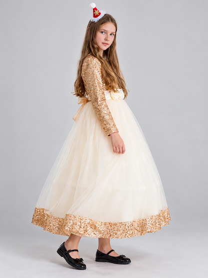 Formal Dress with Sequins and Fluffy Tulle Skirt