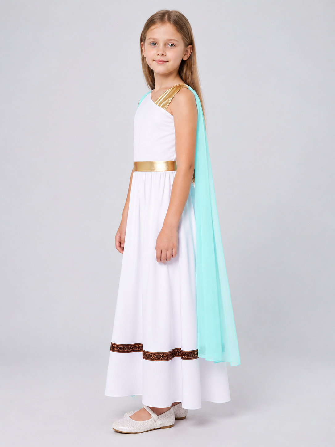 Carnival Dress with Turquoise Cape and Belt