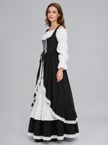 Long Victorian-Style Dress with a Corset Bodice side view