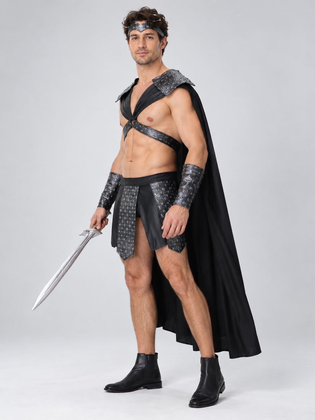Spartan Warrior Costume with Cape and Bracers