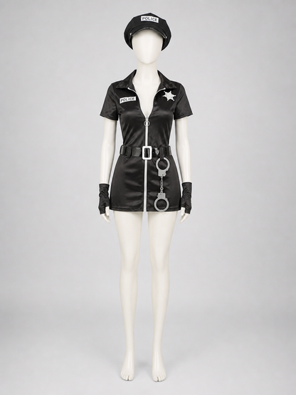 Police Costume with Shorts, Belt, and Decorative Details