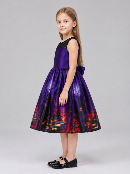 Children's Purple Halloween Costume Dress side view