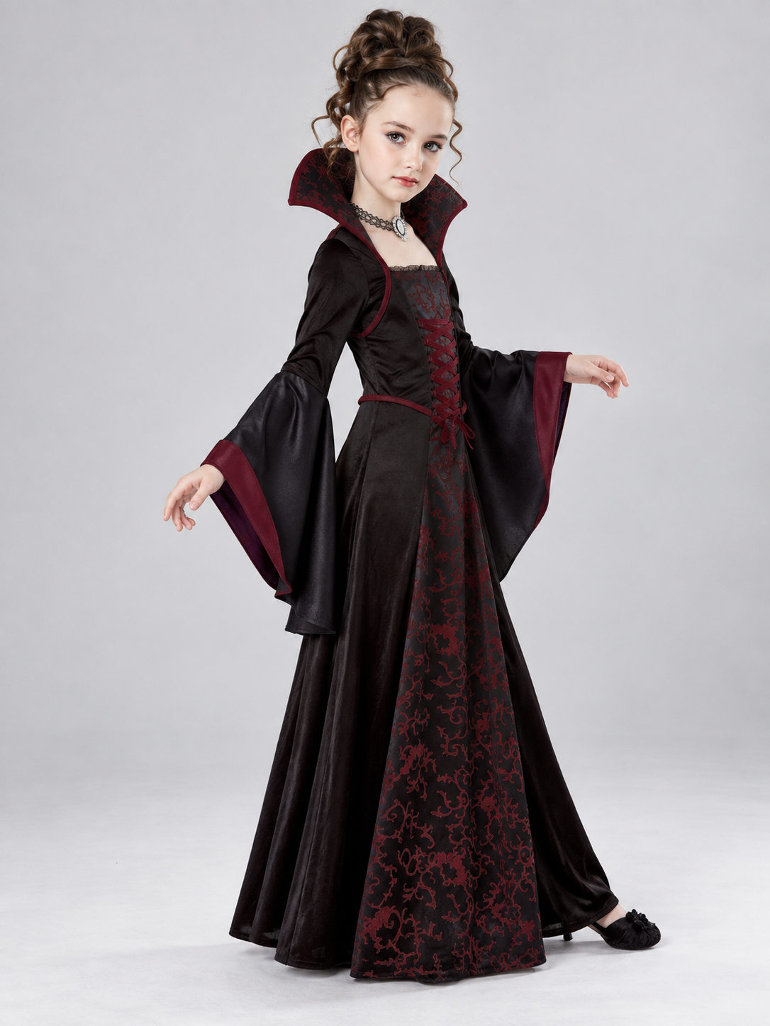 Vampire Costume: Burgundy Dress, Lacing