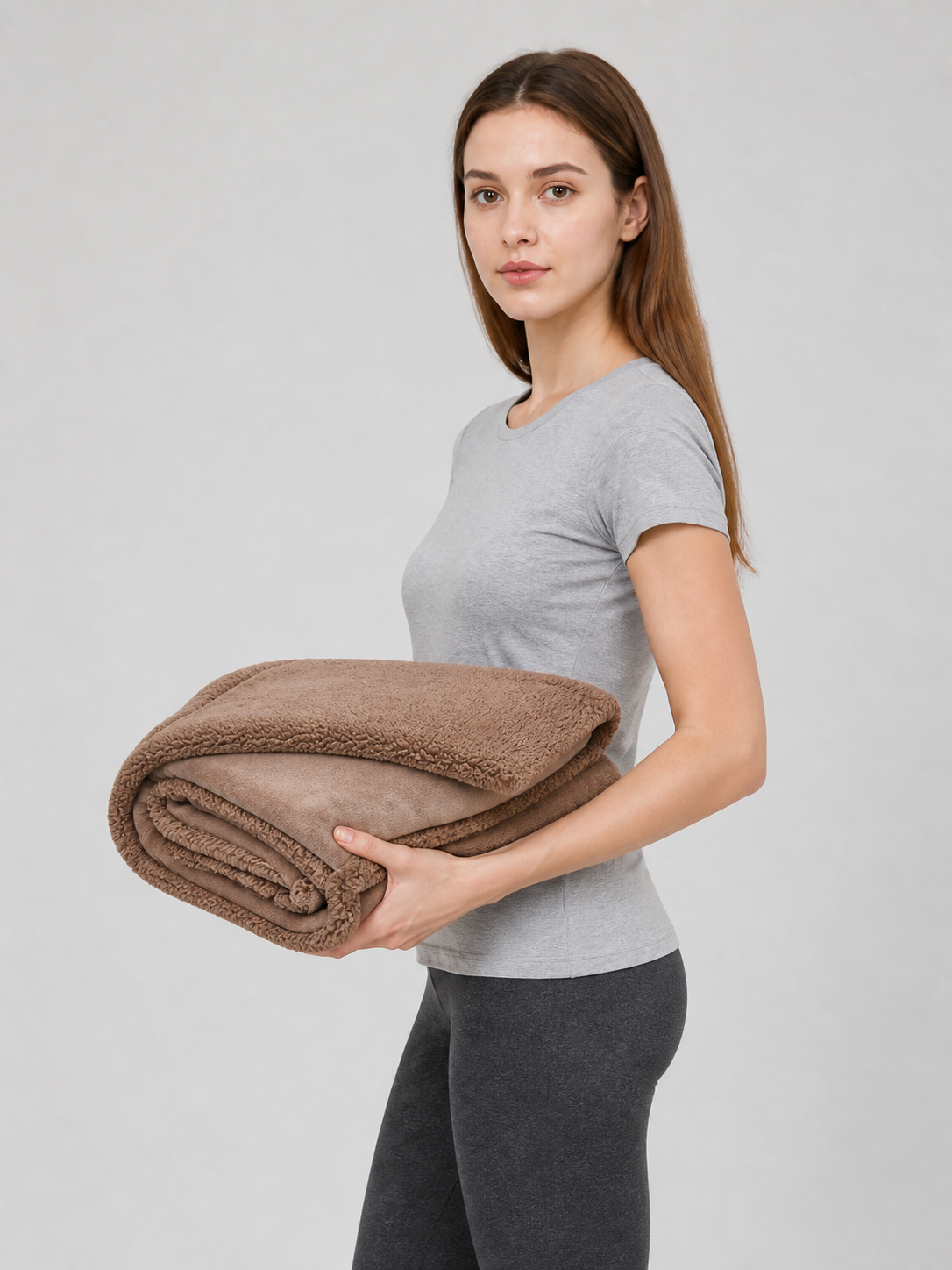 Reversible Pet Blanket, Beige and Brown side view
