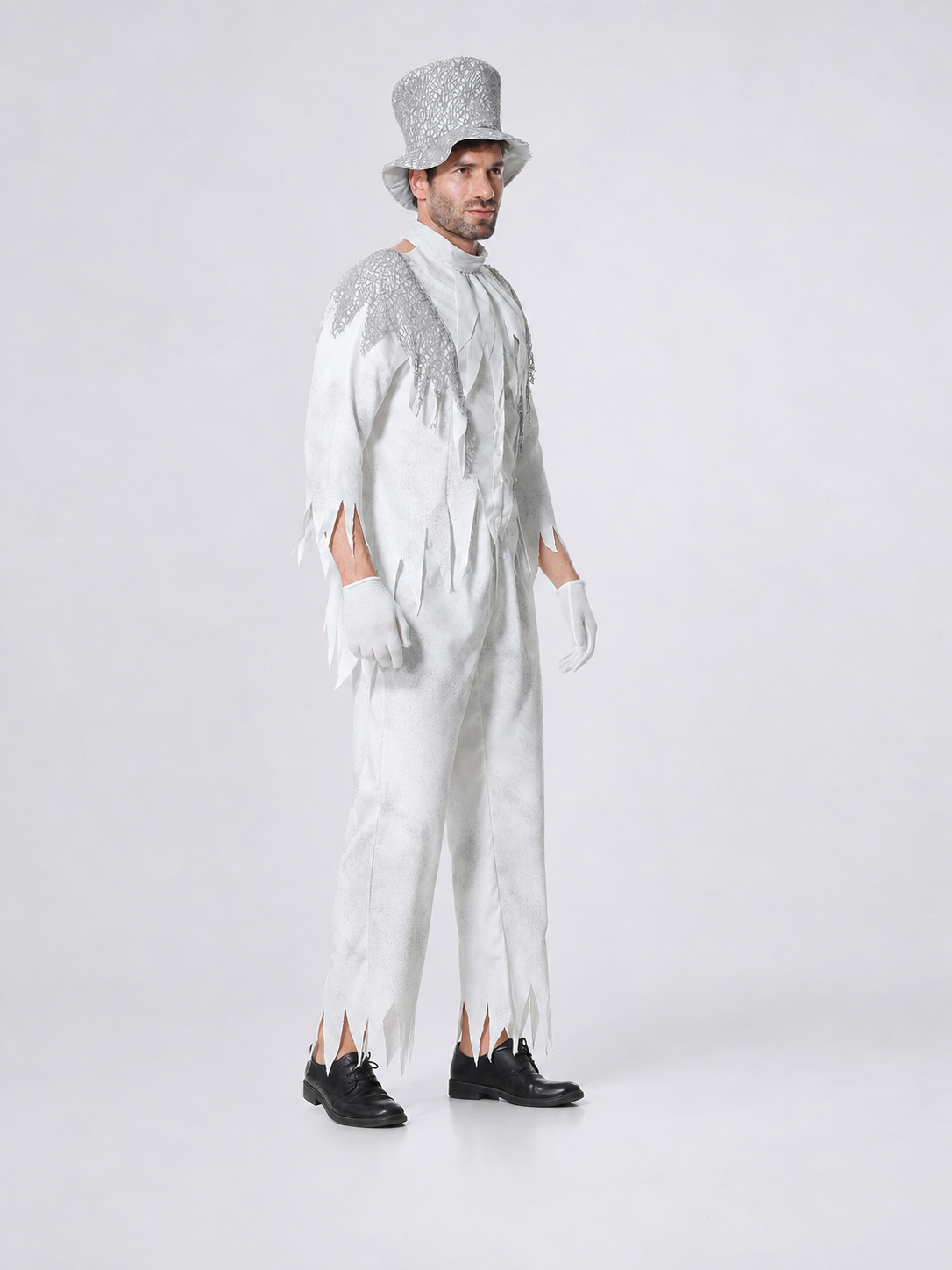 Halloween Ghost Costume with Top Hat and Gloves