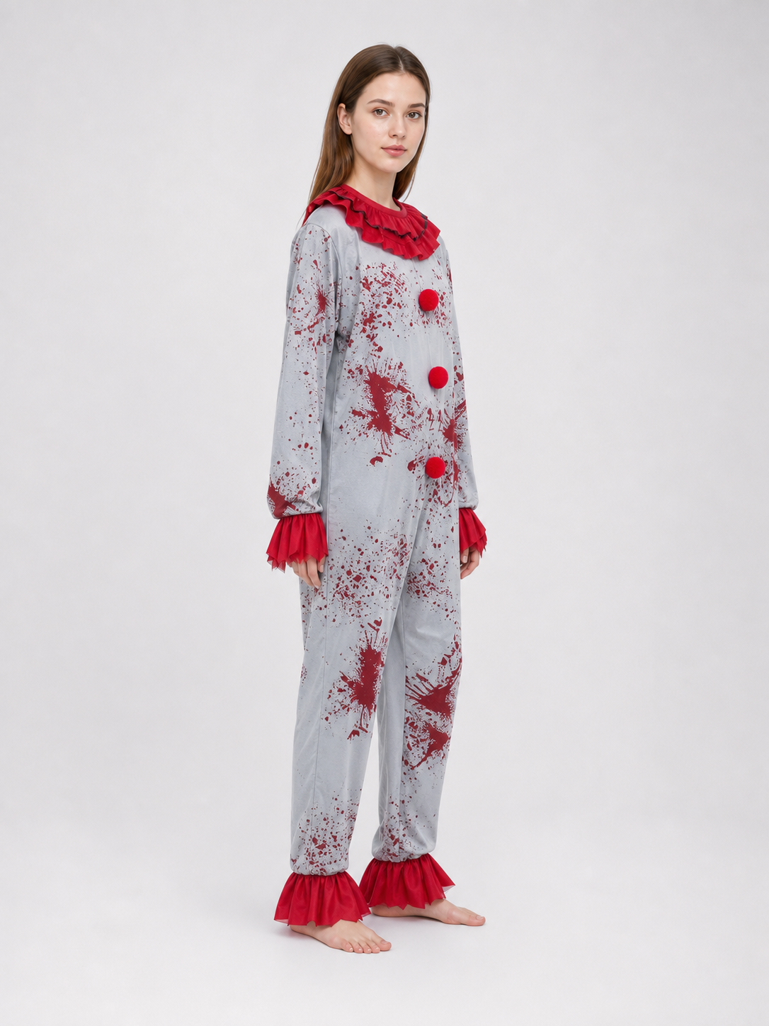 Halloween Creepy Clown Costume with Wig