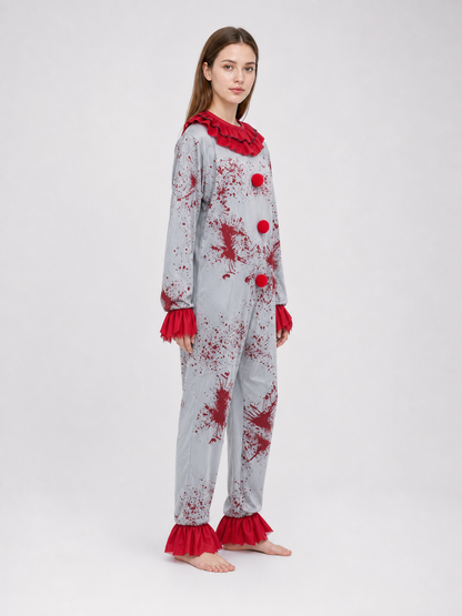 Halloween Creepy Clown Costume with Wig