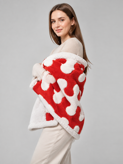 Reversible Dog Blanket, Red and White side view