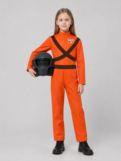 Lethal Company Cosplay, Orange Jumpsuit and Mask side view