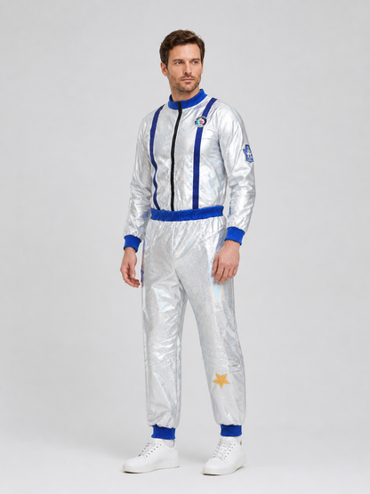 Silver Astronaut Costume for Children and Adults, M-XXL side view